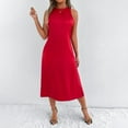thumbnail image 5 of Women's Sleeveless Round Neck Split Hem Dress - Flowy Casual Summer Party Outfit - Loose Fit - XS-XXL Sizes, 5 of 8