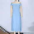 thumbnail image 5 of Efsteb Cocktail Dresses for Women Off Shoulder Pleated A Line Swing Midi Dress Elegant Formal Wedding Guest Evening Party Gown （Light Blue，S）, 5 of 6