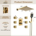 thumbnail image 4 of CASAINC 6-Spray Thermostatic Dual Shower Heads 12 in. Wall Mount Fixed and Handheld Shower Head 6-Jets, 2.5 in Brushed Gold, 4 of 9