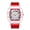 Transparent Red Noodles-Red Belt, variant on Men's Transparent Tonneau Skeleton Quartz Watch, Luminous, Silicone Strap, Waterproof Streetwear Wristwatch