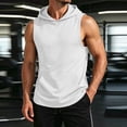 thumbnail image 2 of GrmtClth Mens Lightweight Sleeveless Hoodie Casual Pullover Tank Top with Hood & Kangaroo Pocket Breathable Fitness Training Tops White XL, 2 of 7