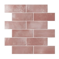 VEELIKE Pink Peel and Stick Wall Tile for Kitchen Waterproof 6-Sheets Tiles Self Adhesive Backsplash Tile Stickers Stick on Tile Decals for Bathroom Walls 12''x12''