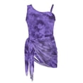 thumbnail image 7 of SEANATIVE One Piece Bathing Suit for Girls Mesh Cover-up Skirt Cutout One Shoulder Beach Swimsuits with Adjustable Strap, Size 7-8 Years Old, Violet Tie-dye, 7 of 7