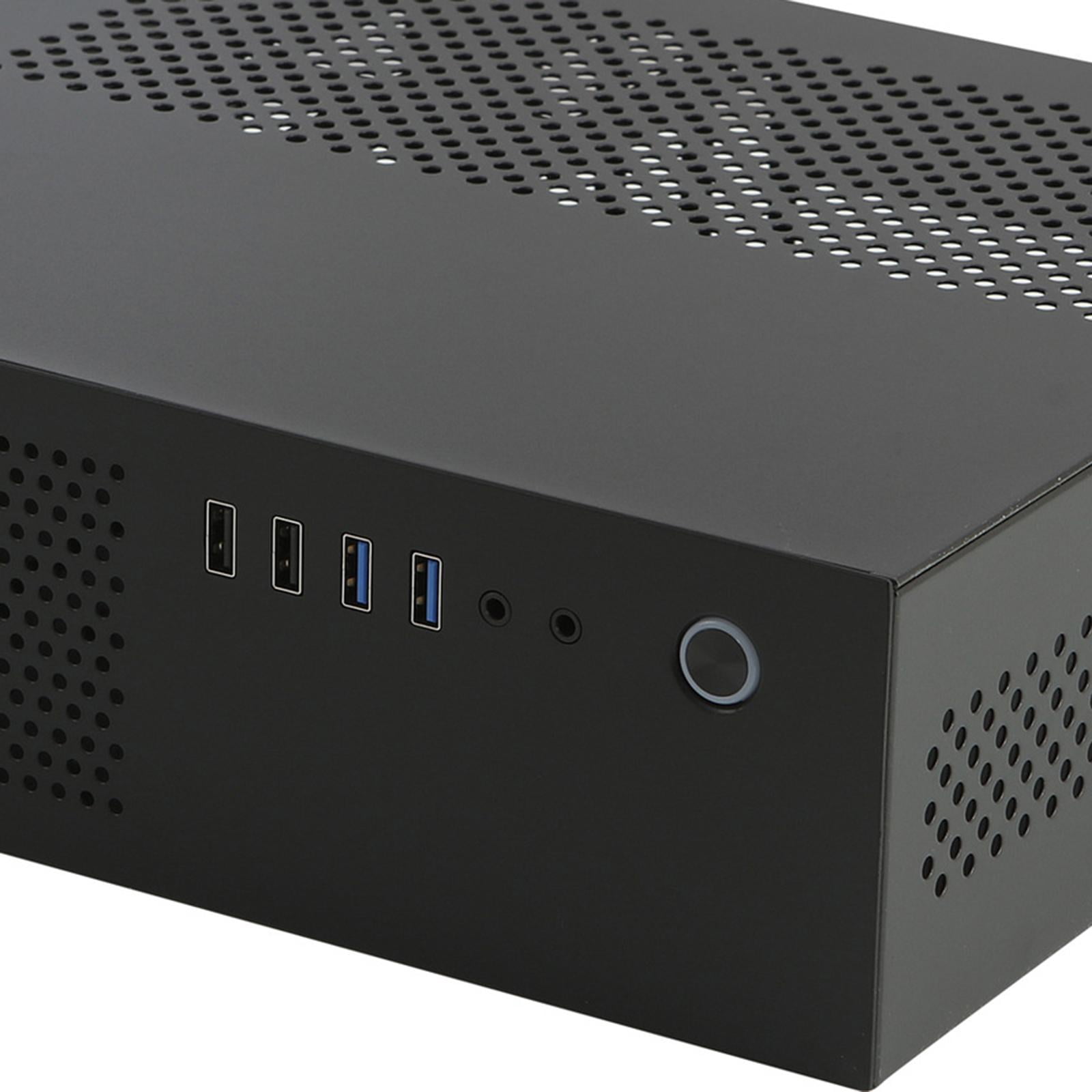 Computer Case,Mini Desktop Computer Case MicroATX,MATX24X24 Motherboard Small 1U 7.3L Computer Case,Support Horizontal Vertical Wall Mount Placement,Home Video Hotel Computer Theater Power Black