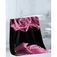 thumbnail image 3 of Pink Rose Towel Set of 3, Soft Microfiber Bath Towels, Hand Towel, Washcloths, Vintage Abstract Garden Flower Floral Black Quick-Dry Absorbent Towels for Bathroom Kitchen Hotel Beach Gym Spa, 3 of 7