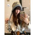 thumbnail image 2 of Retro Fair Isle Knit Balaclava For Women Autumn/Winter Warm And Face-Flattering Grey Woolen Hat GRAY, 2 of 5