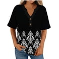 thumbnail image 6 of ClodeEU Womens Print Plus Size Tops 3/4 Sleeve Blouses Shirts ,Casual V Neck Loose Tunic Tops Black,Womens Plus XXL, 6 of 6