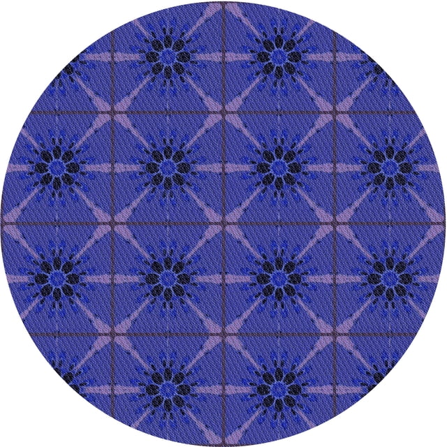 Ahgly Company Tapis Rond Lavable en Machine Intérieur Transitionnel Bleu Cobalt, 4 Pieds Rond