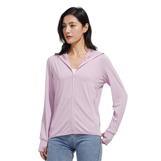 Chaqueta ligera con capucha y protección solar UPF 50+ con cremallera completa para mujer