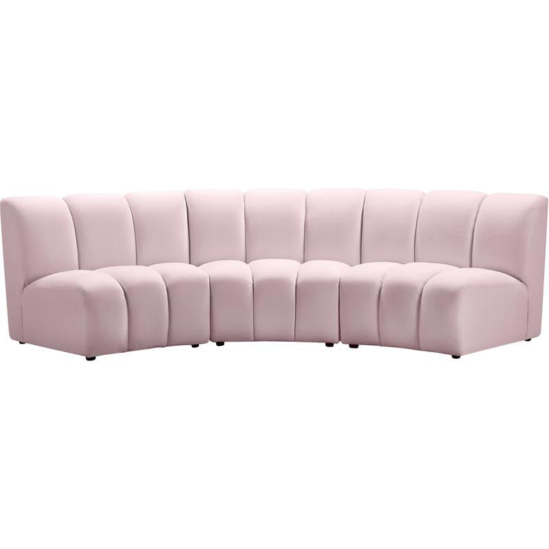 Meridian Furniture Infinity Pink Velvet, Infinity Leather Corner Chaise Sofa With Storage