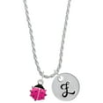thumbnail image 1 of Delight Jewelry Silvertone Mini Hot Pink Ladybug Silvertone Script Initial Disc - Z - Charm Necklace, 20"+3", 1 of 4