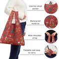 thumbnail image 5 of 5 Pack Foldable Shopping Bag,Red Christmas Gingerbread Man Pattern Reusable Grocery Bags with Pockets,Large Reusable Tote Bags with Handles Waterproof & Lightweight, 5 of 6
