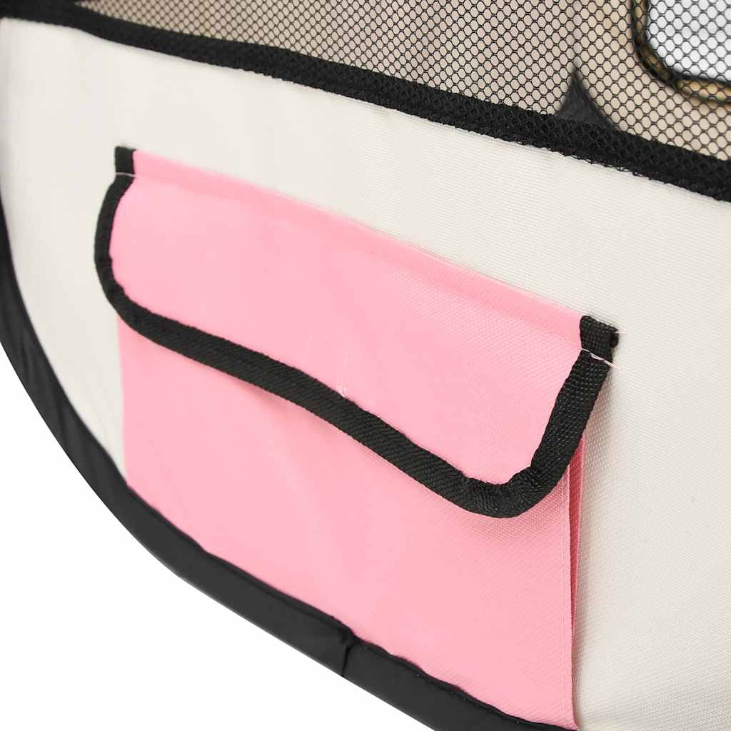 vidaXL Foldable Dog Playpen with Carrying Bag Black 57.1"x57.1"x24"