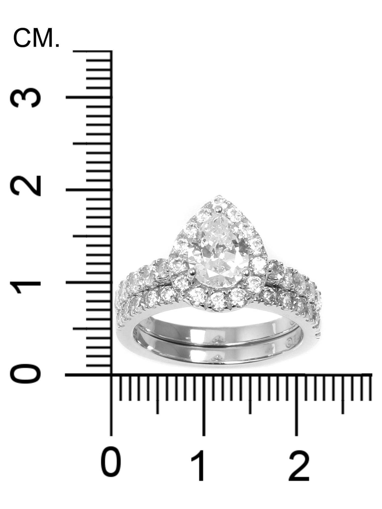 Brilliance Fine Jewelry Pear Cut Simulated Diamond Engagement Ring Set, Sterling Silver, Size 7