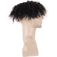 thumbnail image 2 of Toupee for Man Europen Human Hair Replacement Systems Men Hairpiece Mono Lace with PU Around Curly Wig (Natural Black Color, 8"x7"), 2 of 7