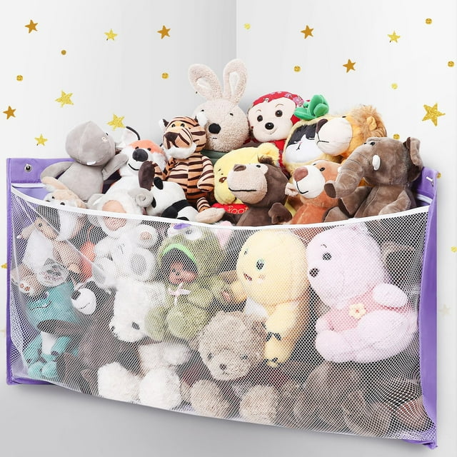 Organizador de Peluches ANROYE Grande Triangular Morado para Niños