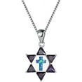 thumbnail image 5 of Opal Star Of David And Cross Crucifix Necklace,Crystal Fire Opal Cross Pendants, Hexagram Choker Statement Necklace, 5 of 5