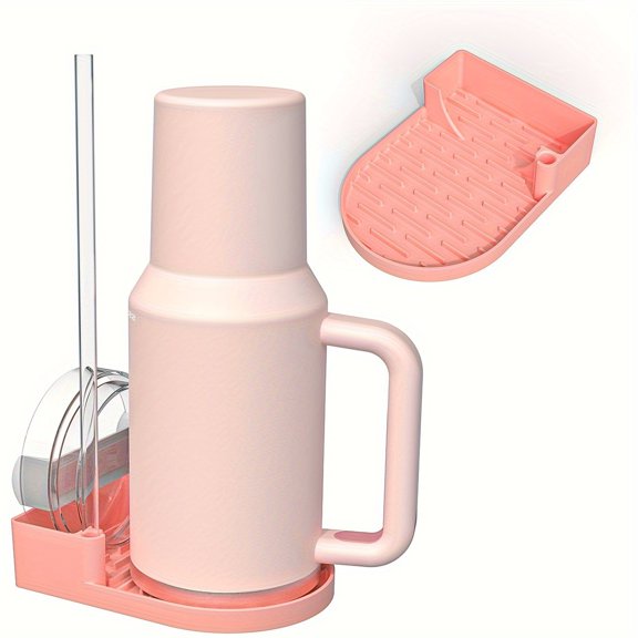 Alexki Silicone Tumbler Drain with Lid & Straw Storage - Pink