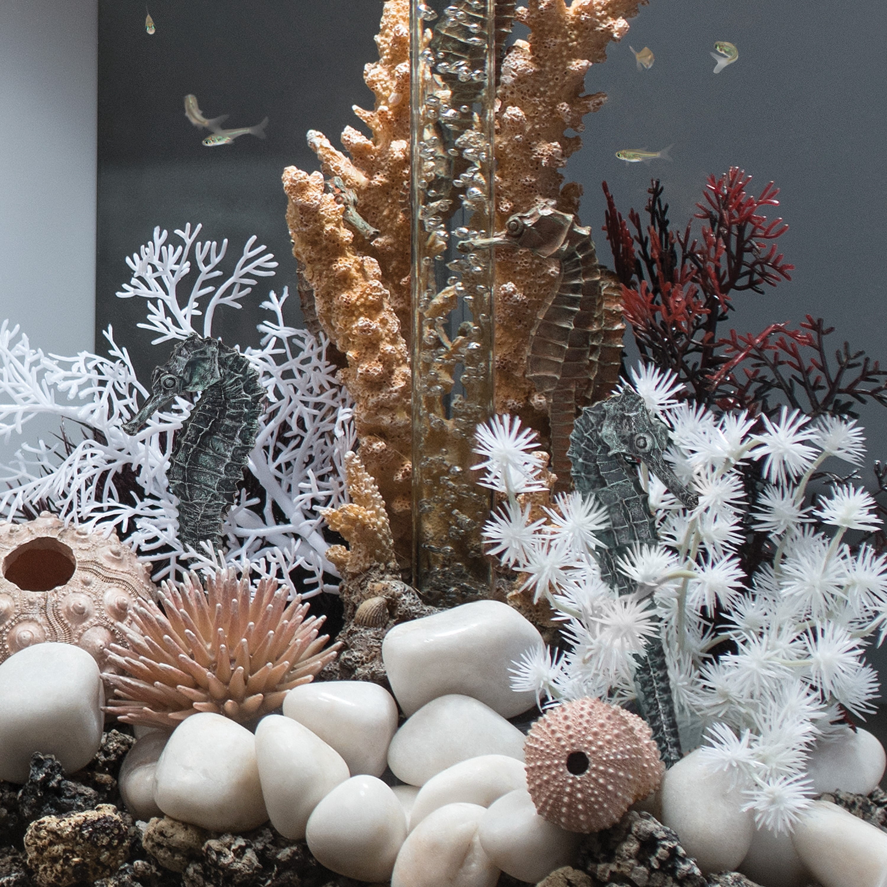 biOrb Aquarium Décor Seahorse Set of 3 - Ceramic, Metallic Black