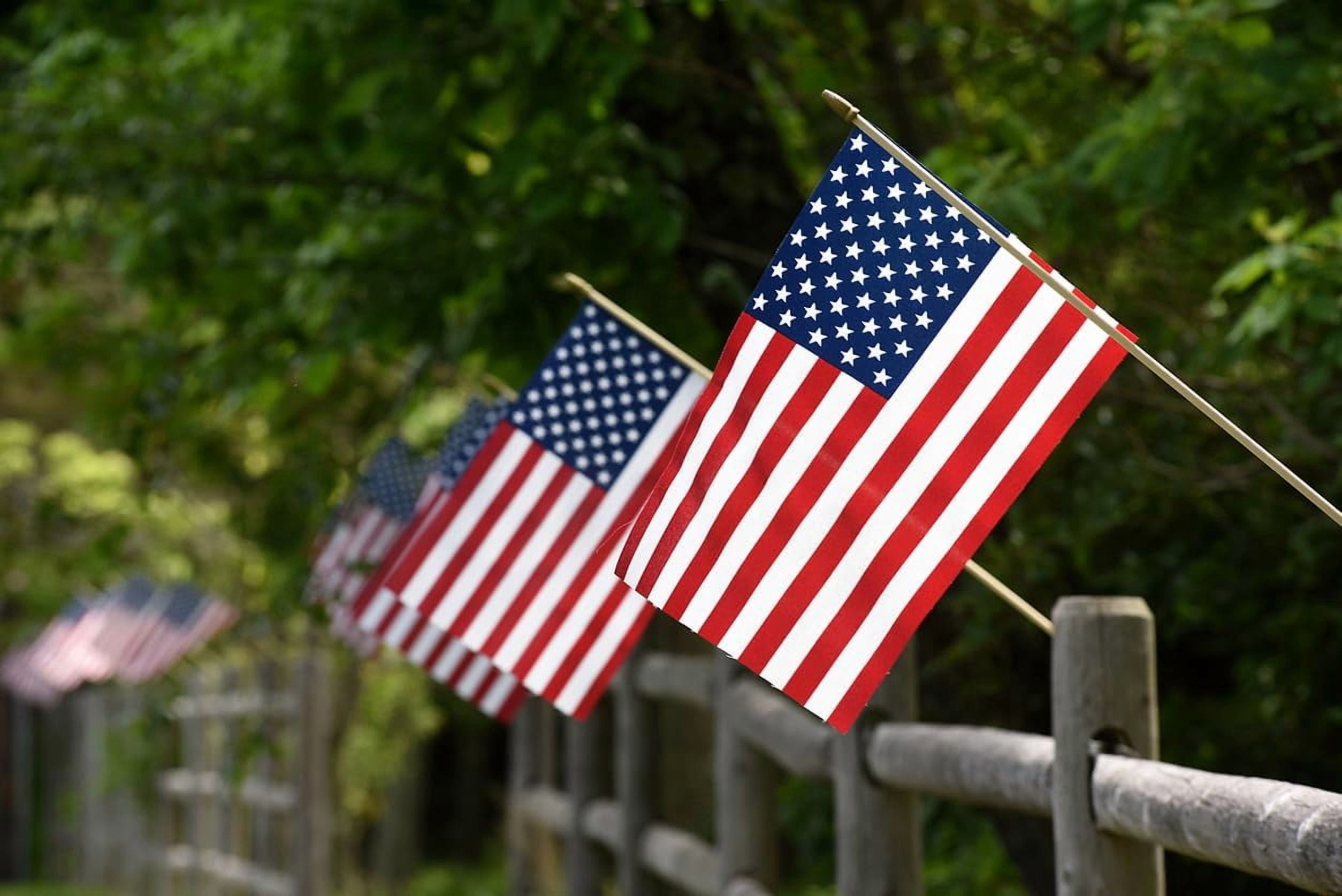 GIFTEXPRESS Pack of 24, Proudly MADE IN USA 8 x 12 Inch Spearhead Handheld American Stick Flags on 24" Stick /Grave marker American Flags/USA Stick Flag (24)
