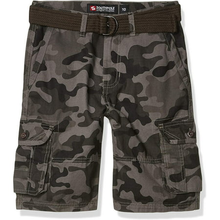Southpole - Kids Boys' Big Belted Ripstop Basic Cargo Shorts, Grey ...