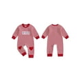 thumbnail image 2 of BemeyourBBs Newborn Baby Boy Valentines Day Romper Outfits Waffle Knit Stripe Romper Cute Letters Heart Embroidery Long Sleeve Jumpsuit Spring Clothes, 2 of 9