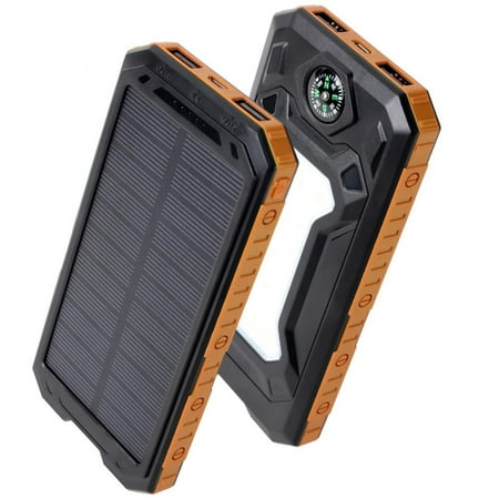 

Solar Charger 8000mAh Solar Power Bank Quick Charge with 2 Outputs Dual Inputs USB External Backup Battery Huge Capacity Phone Charger for iOS and Android