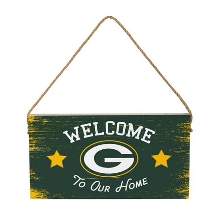 Green Bay Packers 6" x 11" Welcome Home Wood Wall Sign with Rope Hanger