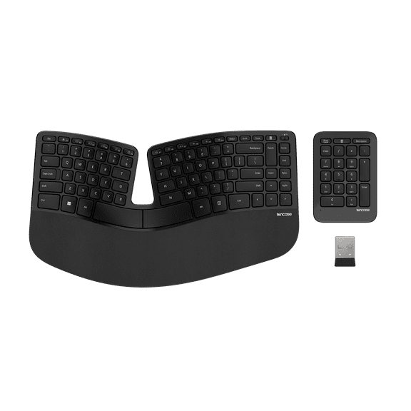 Incase Sculpt Ergonomic Keyboard – Designed by Microsoft – Split Keyset Design, Palm Rest, Contoured Layout, One-Touch Windows Button, AES 128-Bit Encryption, Includes Seperate Number Pad – Black