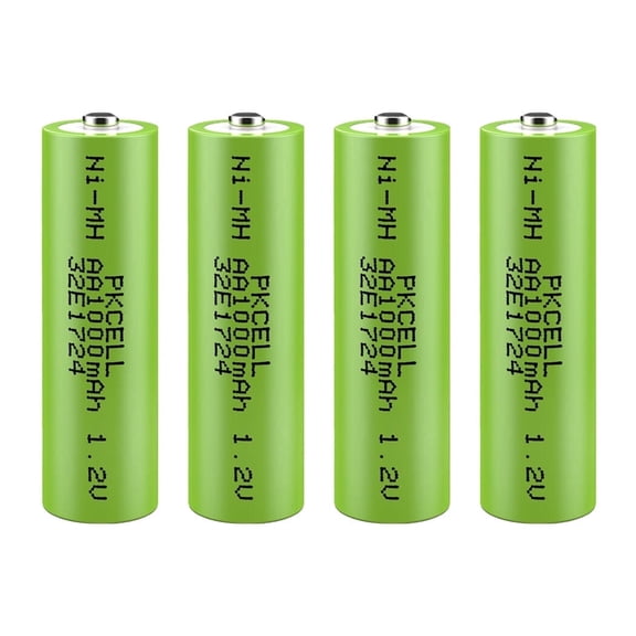 PKCELL AA Rechargeable Batteries, 1000mAh 1.2V NiMH Double A Battery for Garden Solar Light LED, Pack of 4