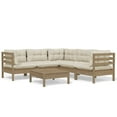 thumbnail image 5 of vidaXL Solid Pinewood Patio Lounge Set 6 Piece with Cushions Multi Colors, 5 of 36