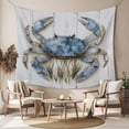 thumbnail image 2 of Blue Crab Coastal Large Tapestry for Bedroom Wall Hanging Tapestry, Vintage Beach Nautical Coral Sea Ceiling Backdrop Tapestries Poster Blanket Wall Decor for Teens Room Living Room Dorm 85" x 90", 2 of 8