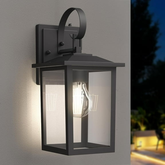 Maxax Dusk to Dawn 12.5" Outdoor Wall Sconce, Exterior Wall Light Fixture, Matte Black Porch Light Outdoor, Outside Wall Mount Lantern for House Garage Doorway (Bulb Include)