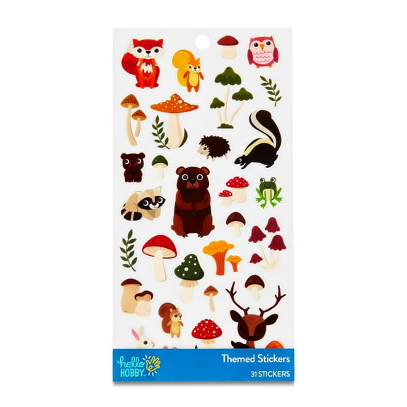 Hello Hobby Multicolor Forest Animals Themed Stickers, 31 Count