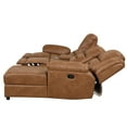 thumbnail image 4 of Miekor Furniture Contemporary Saddle Brown Leatherette 2pc Sectional Sofa Set Console Cup Holder Chaise Storage Recliners Adjustable Back Rest Living Room MK2702, 4 of 12
