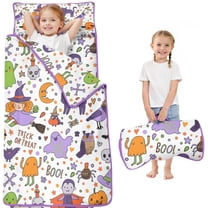 Halloween Cute Trick or Treat Characters Toddler Nap Mats for Kids Preschool,50"x20" Sleeping Mat Bag or Kids,Toddler Sleeping Bag,Toddler Nap Mat or Daycare
