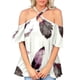 thumbnail image 1 of Tops Para Mujer Blusa Informal Elegante Camisas Con Hombros Descubiertos Cuello Halter Cruzado Erógeno Manga Corta Impreso Túnica Elegante Odeerbi  ODB164787, 1 of 5