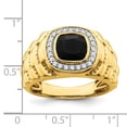 thumbnail image 2 of Diamond2Deal 14k Bague pour Hommes en Or Jaune Onyx et Diamant Texturé Taille - 10, 2 of 3