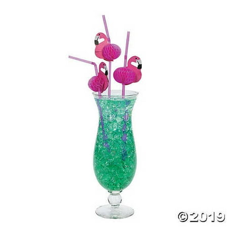 Beach Bag Favors - Pink Flamingo Straws Luau Tropical Beach Party Barware Favor 12 PC