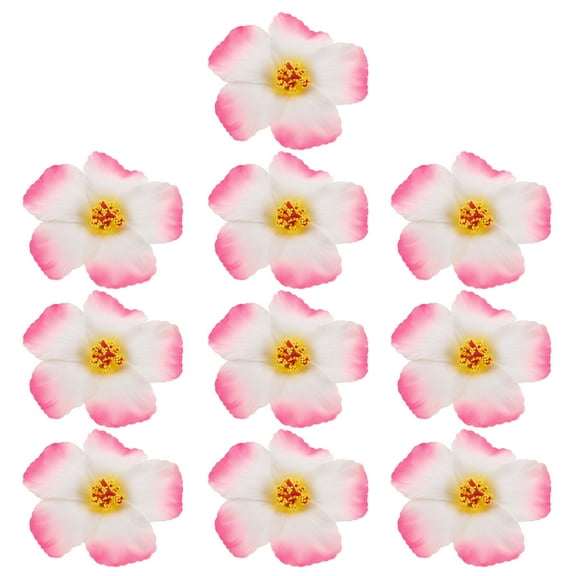 OUNONA 10pcs Hibiscus Flowers Decoration Vivid Artificial Tropical Flowers for Hawaiian Faux Flowers Hawaiian Luau Tabletop Party Favors Supplies DIY Decoration