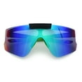 thumbnail image 2 of Polarized Mens Flip Up Rimless Oversized Shield Plastic Sport Sunglasses Black Green - Teal Mirror, 2 of 7