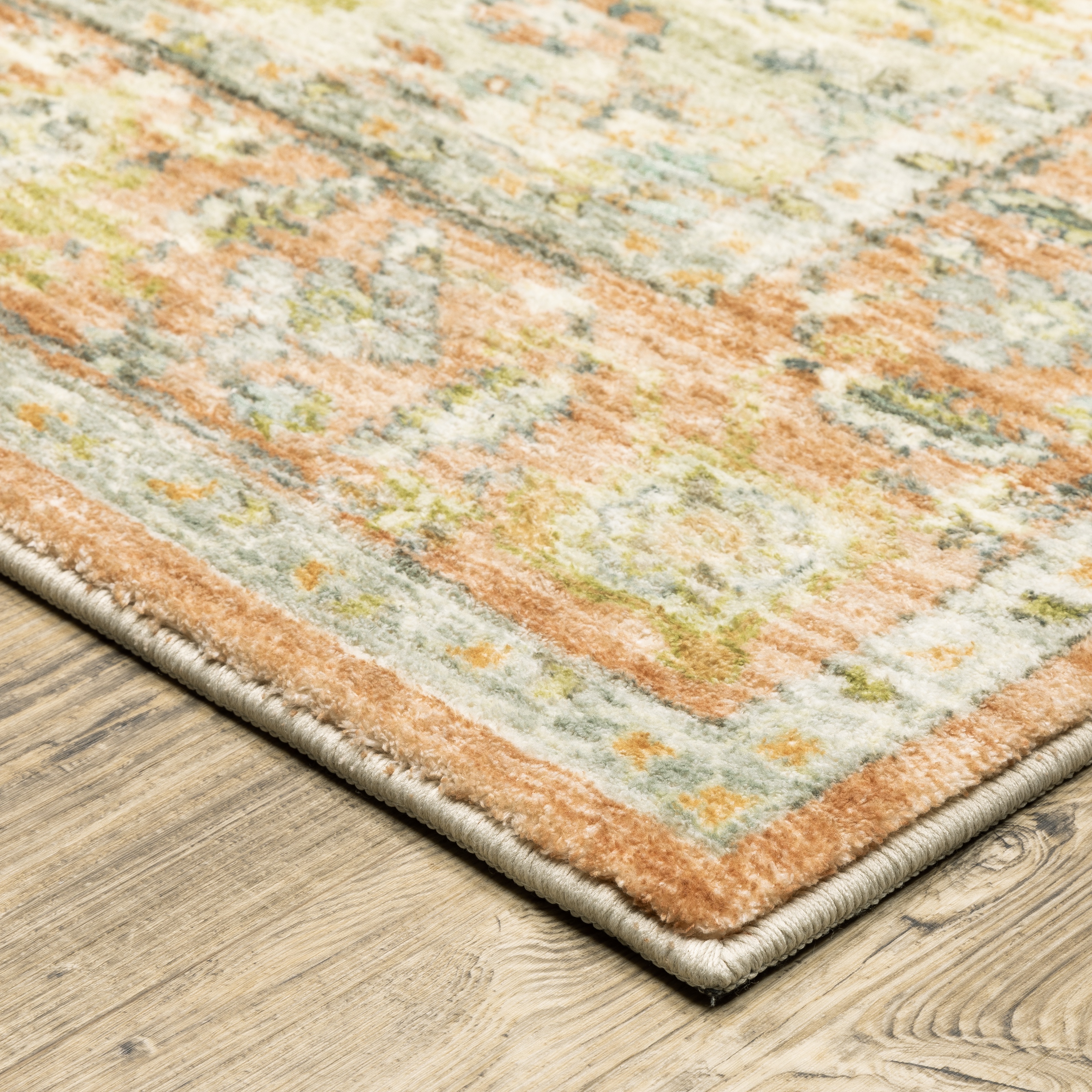Avalon Home Silvana Distressed Medallion Area Rug, 2' X 8' Runner, Orange/ Silver