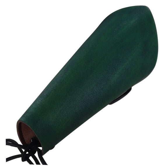 Medieval Warrior Green Leather Bracer – Adjustable Lace-Up Arm Guard for LARP