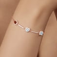 thumbnail image 4 of Gem Stone King 1.92 Ct Round Red Garnet Sky Blue Aquamarine 18K Rose Gold Plated Silver Bracelet for Women, 4 of 4