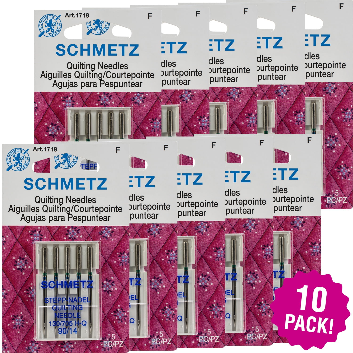 Schmetz Quilt Machine Needles Size 14/90 5 count, Multipack of 10