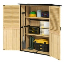 Wood Storage Shed Outdoor Garden Shed - Asphalt Roof, 2 Shelves, Lockable, Adjustable - Natural Finish