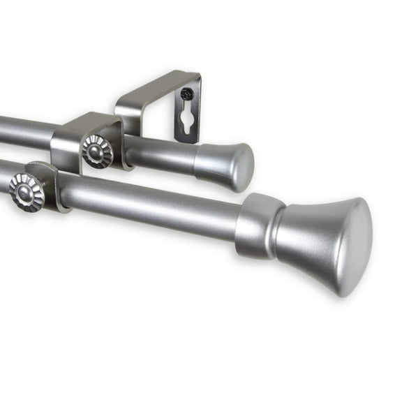 Lewis Double Curtain Rod 5/8 inch dia. 84-120 Inch - Satin Nickel