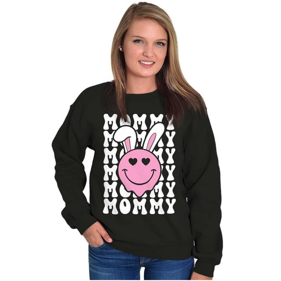 Easter Bunny Mommy Heart Eyes Smile Women Crewneck Sweatshirt Brisco Brands S