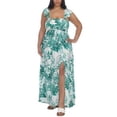 thumbnail image 2 of Raviya Women's Floral Print Smocked Bodice Maxi Dress Green Size 1X, 2 of 3