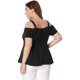 thumbnail image 5 of Camiseta Peplum uxcell Escote De Corazón CintuAlHombro Frío Negro XXL, 5 of 6